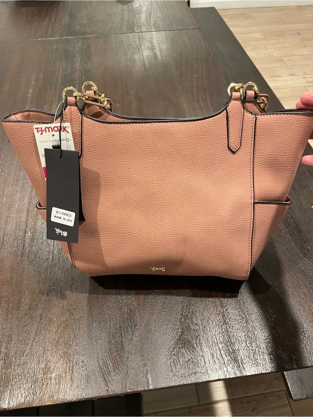 Mathew + Julian - Coach Lookalike Pebbled Faux Leather Tote in Blush Pink